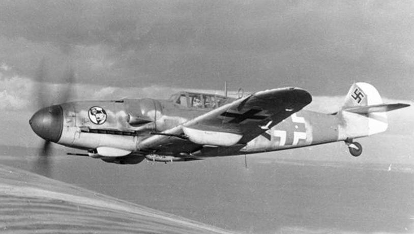 Bf 109 Messerschmitt in the air during WW2